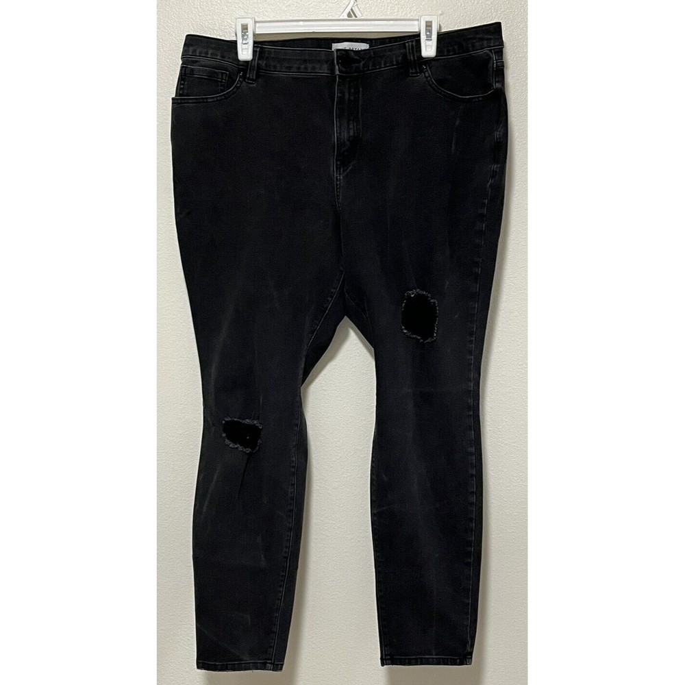 Lane Bryant High Rise Ultimate Stretch Skinny Jeans Size 18 Black Distressed